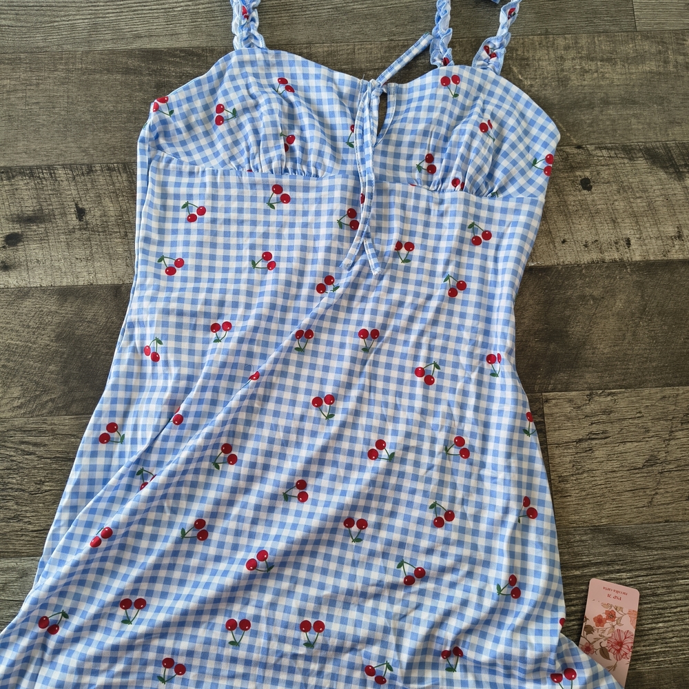 🍒Cherry Gingham Dress Built for Snacks Not Support 🍒